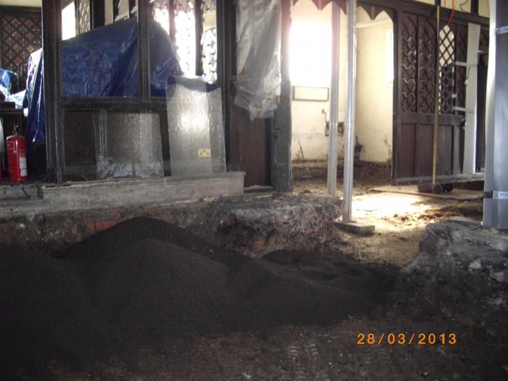 Work begins inside Church