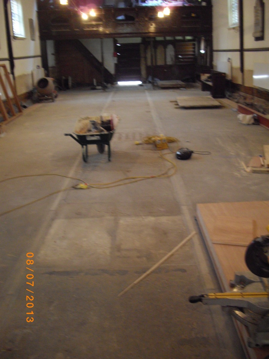 Work is progressing inside Church