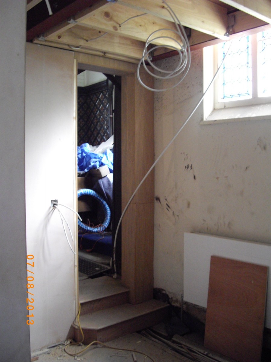 The new steps from the vestry into the chancel