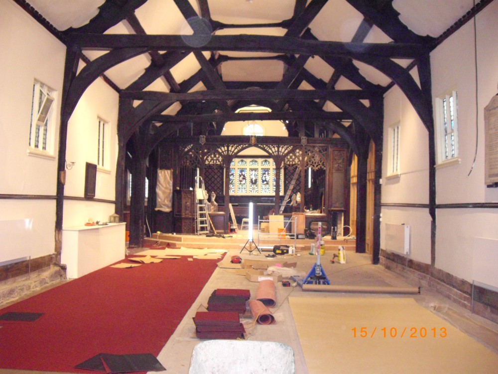 Floor tiles being laid