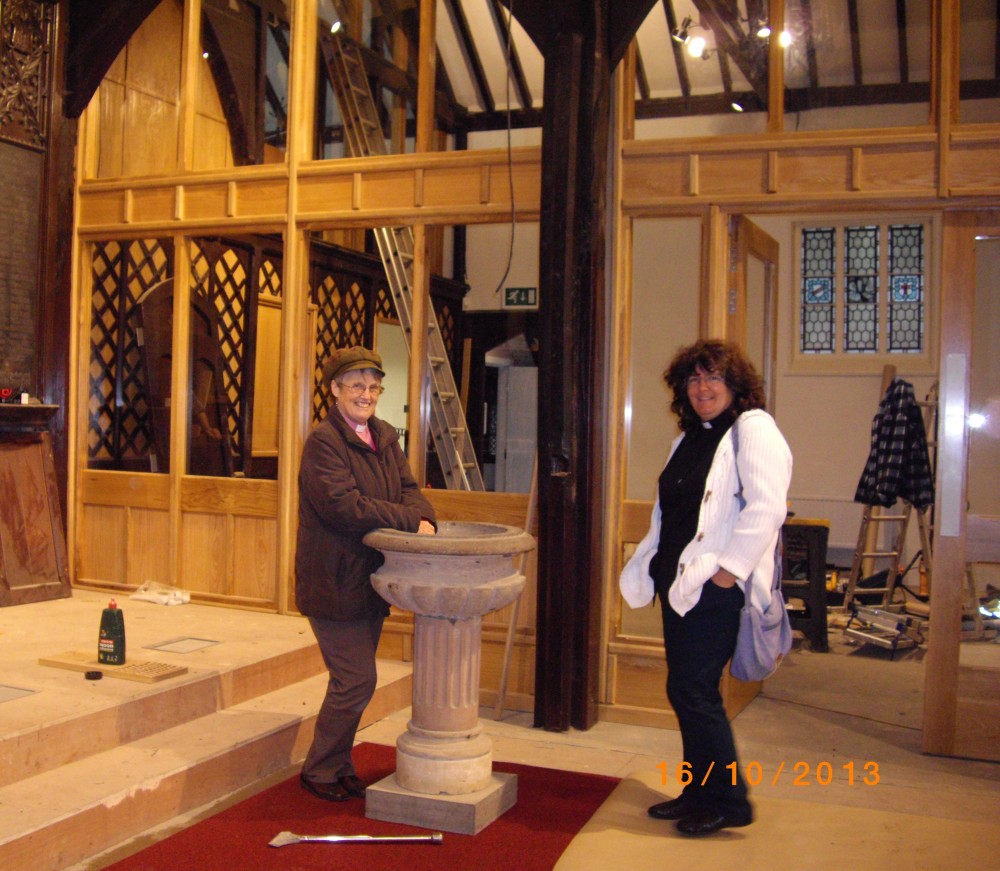 Rev Elizabeth Pope and Rev Katie Reeves at the font